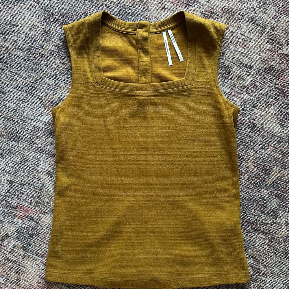 Anthropologie Mustard Square Neck Sleeveless Top